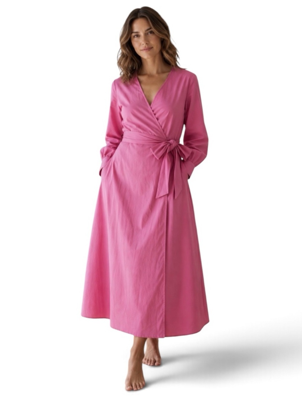 MAX MARA Pink Taffeta Wrap Shirt Dress Size 12